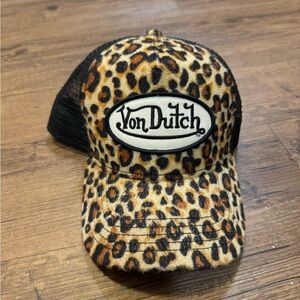 Authentic cheetah Von Dutch trucker hat